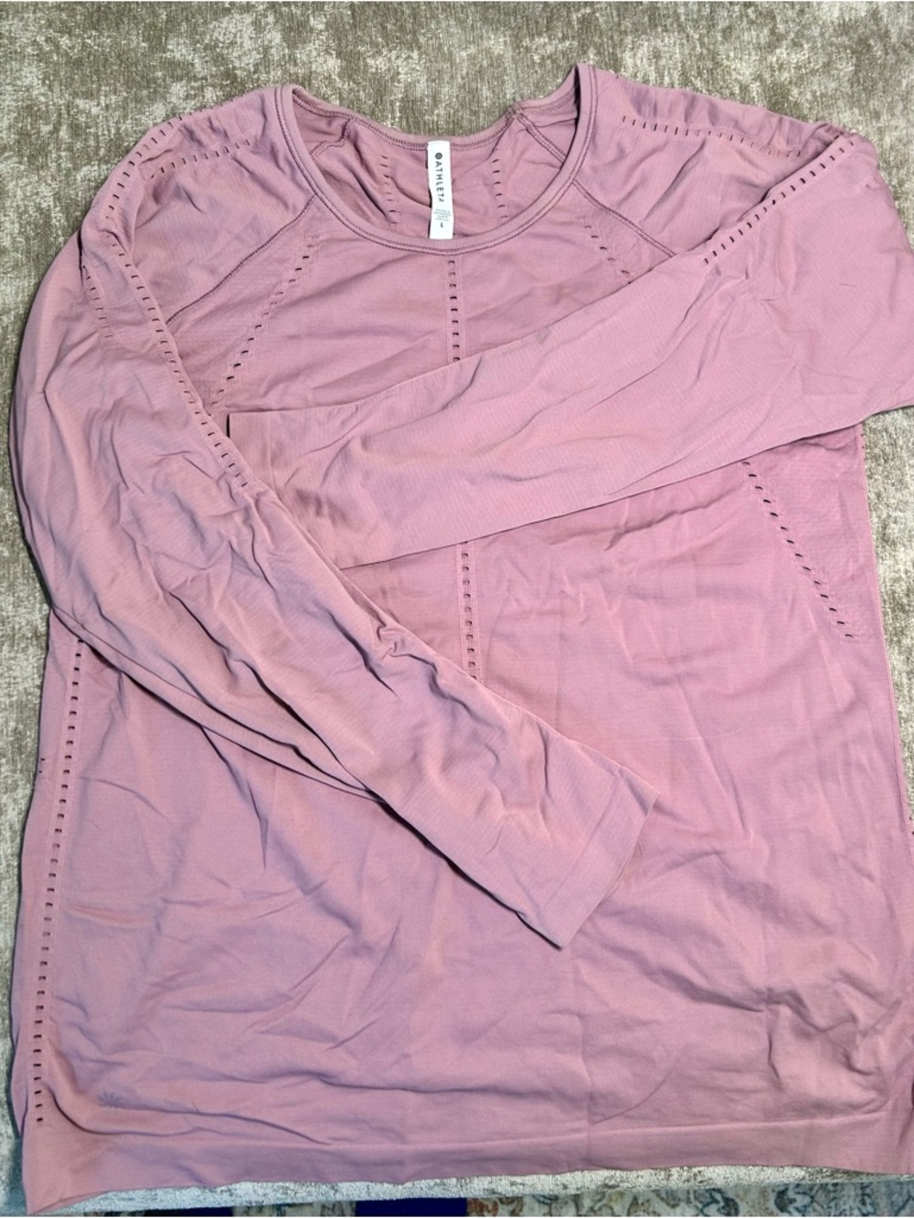 Athleta Long Sleeve Eyelet Detail Top in Dusty Pink